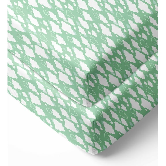Bacati - Clouds in the City Mint/Grey Crib/Toddler Fitted Sheet