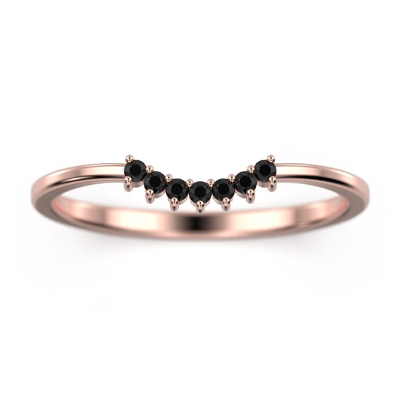 0.10ct Crescent Black Diamond Moissanite 10K Rose GoldWedding Band
