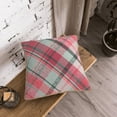thumbnail image 7 of YFYANG Square Velvet Decorative Throw Pillow, 16"x16" Pink Vintage Plaid Pattern Sofa Bed Cushion Pillows, 7 of 7