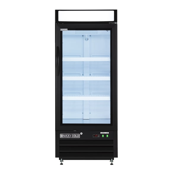 Maxx Cold Single Glass Door Merchandiser Refrigerator, 25", 12 cu. ft. Capacity, in Black (MXM1-12RBHC)