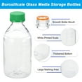 thumbnail image 3 of Uxcell Round Media Storage Bottles, 1000ml Thickened Glass Graduated Round Bottles with GL45 Green Screw Cap for Lab Water Reagent Liquids, Clear, 3 of 7