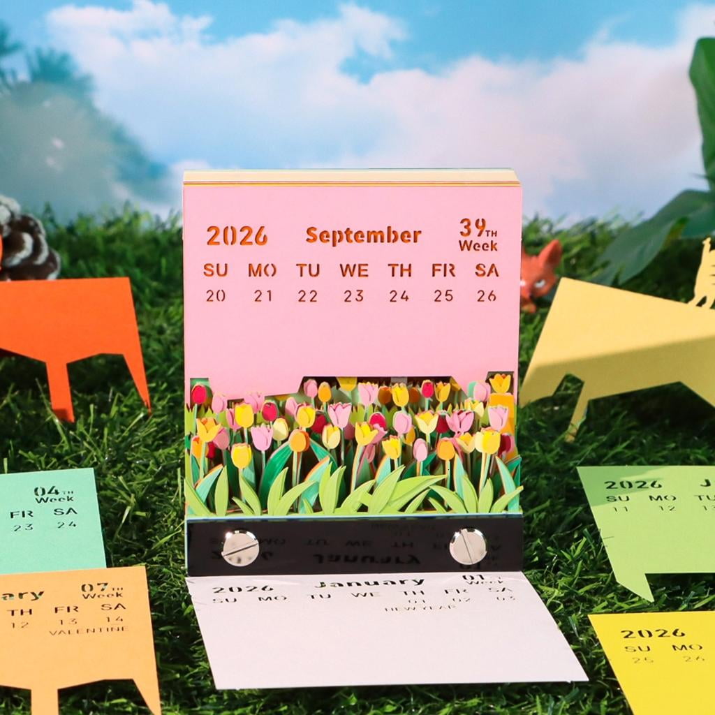 Giaone Twenty twenty six LED Brightened 3D Fan Calendar Weekly Planner Creative Note Pad