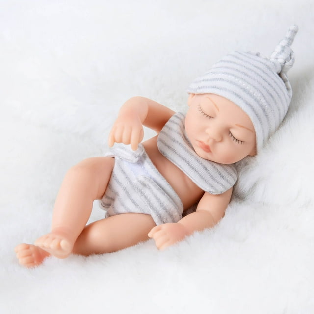 Muñeca Reborn Xihbxyly 18 cm simulación Babero para bebé Juguete de Goma Suave