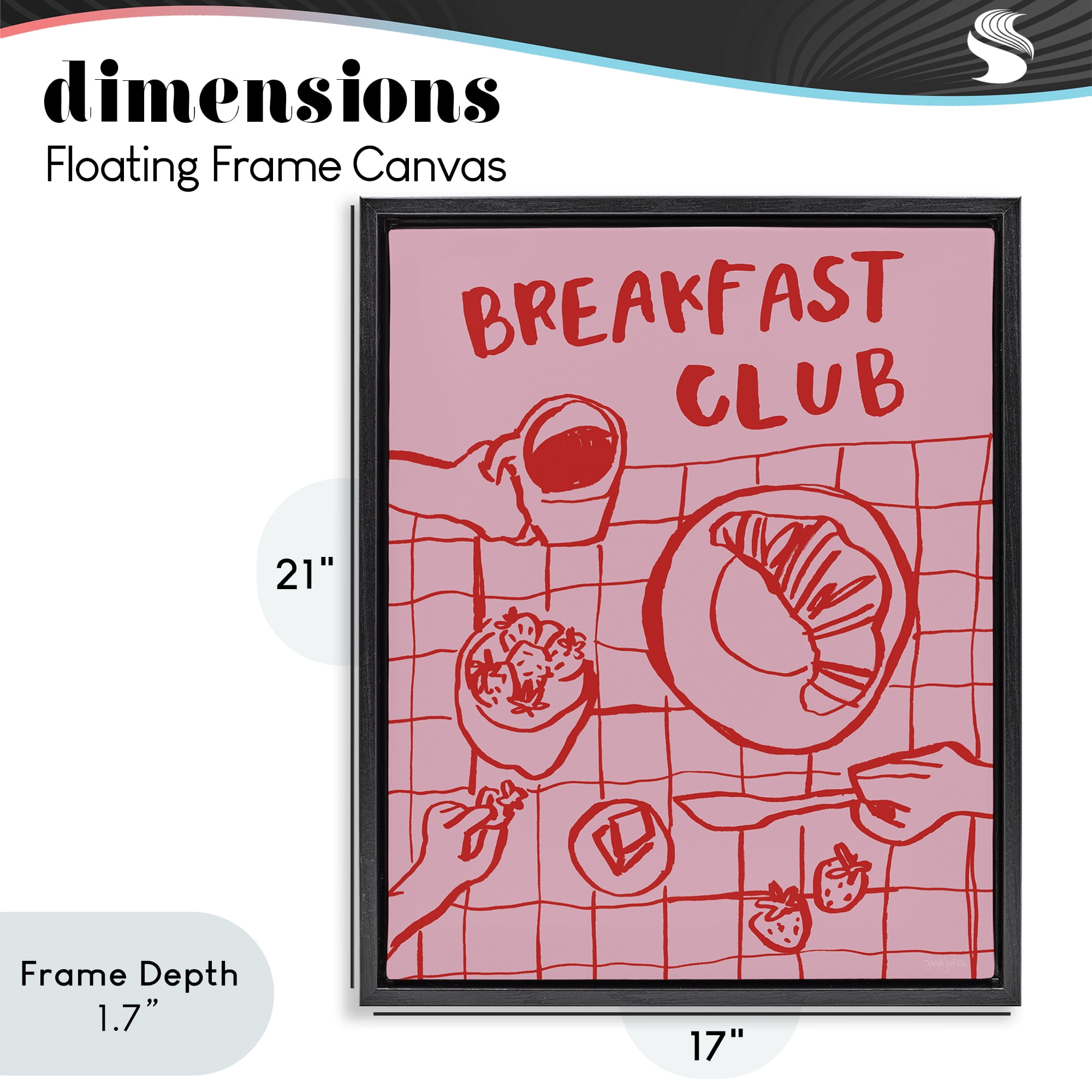 Stupell Industries Breakfast Club Doodles Black Framed Floater Canvas Wall Art, design by Jenaya Jackson