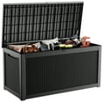 thumbnail image 1 of EasyUp 260 Gallon Resin Deck Box, Lockable Patio Outdoor Storage Box for Furniture, Garden Tools and Tools Storage, Waterproof Outside Storage Boxes（Black Pattern）, 1 of 7