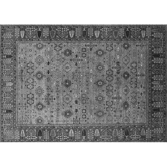 Ahgly Company Indoor Rectangle Oriental Gray Industrial Area Rugs, 8' x 12'