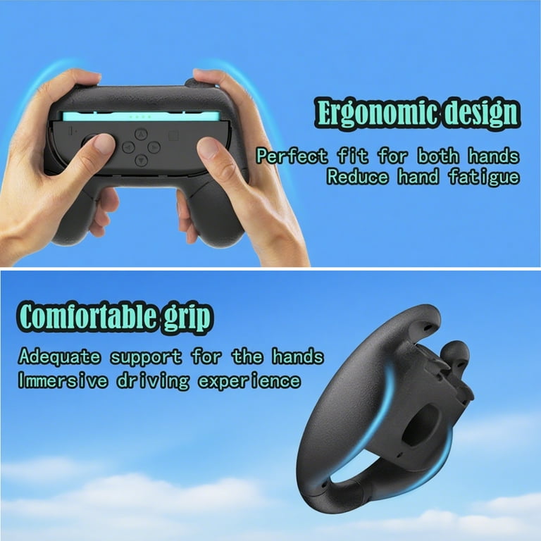 HEYSTOP Nintendo Switch Joy-Con Wheel Accessory (4 Pack