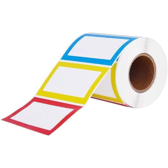 150Pcs 3.5 x 2.3inch Colorful Border Name Tag Labels Rectangle Plain Name Tag Stickers Self-Adhesive Write On Labels Name Badges Holders for Office School Kindergarten