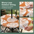 thumbnail image 5 of Round Outdoor Tablecloth with Umbrella Hole and Zipper, Tropical Leaves Tablecloth with Elastic Waterproof, Summer Plants Natural Rustic Orange Patio Table Covers for 31" - 35" Picnic Pool Tables, 5 of 9