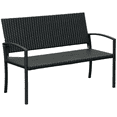 thumbnail image 1 of Black Rattan Loveseat Bench – Handwoven Patio Furniture for Balcony, Deck & Backyard – 48” Outdoor Seating with Steel Frame, 1 of 7