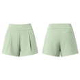thumbnail image 4 of Womens Dress Shorts Pull on High Waisted Trouser Summer Business Womens Dressy Casual Pleated Wide Leg Ladies Shorts Green M, 4 of 7