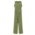 thumbnail image 4 of Conjunto de dos piezas de lino para mujer: chaleco sin mangas y pantalones anchos. Transpirable, con bolsillos laterales para el verano. Tallas: S-XXXXL., 4 of 5