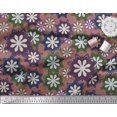 thumbnail image 3 of Soimoi Brown polyester Crepe Fabric Artistic Floral Decor Fabric Printed Yard 52 Inch Wide, 3 of 5
