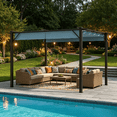thumbnail image 2 of Clouddwell 12x10 ft Outdoor Pergola with Retractable Canopy, Heavy-Duty Metal Frame Patio Pergola for Backyard & Garden, UV Protection Sun Shade, Blue, 2 of 8