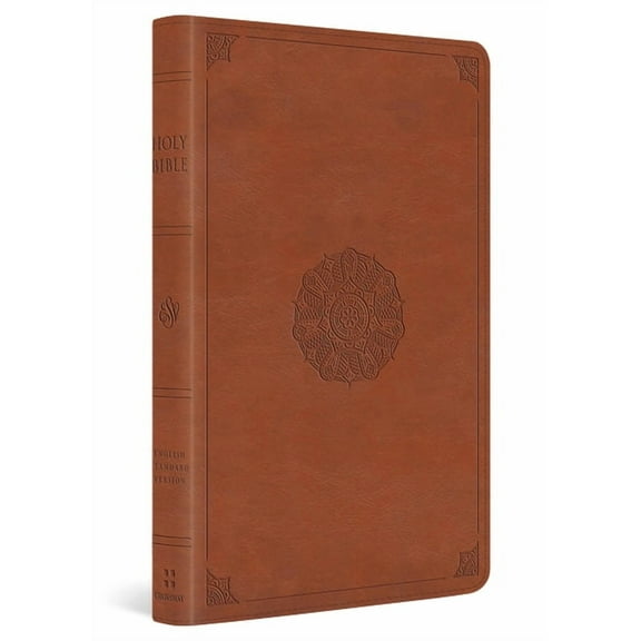 ESV Large Print Thinline Bible (Trutone, English Saddle, Emblem Design), (Hardcover)