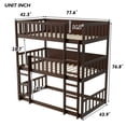 thumbnail image 2 of Harper & Bright Designs Triple Bunk Twin over Twin over Twin, Detachable Wood Bunk Bed with Ladder and Guardrail, Separate into 3 Beds, Espresso, 2 of 14