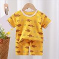 thumbnail image 2 of TOWED22 Newborn Infant Toddler Baby Boy Clothes 2pcs Dinosaur Truck Print Round Neck Short Sleeve Shirt Elastic Shorts Outfits(Yellow,4-5 Y), 2 of 4