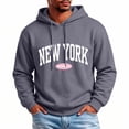 thumbnail image 2 of WIZUTIZ Men's Letter Print Fleece Pullover Hoodie With Kangaroo Pocket Long Sleeve Streetwear Casual Fall Winter Sweatshirt, 2 of 5