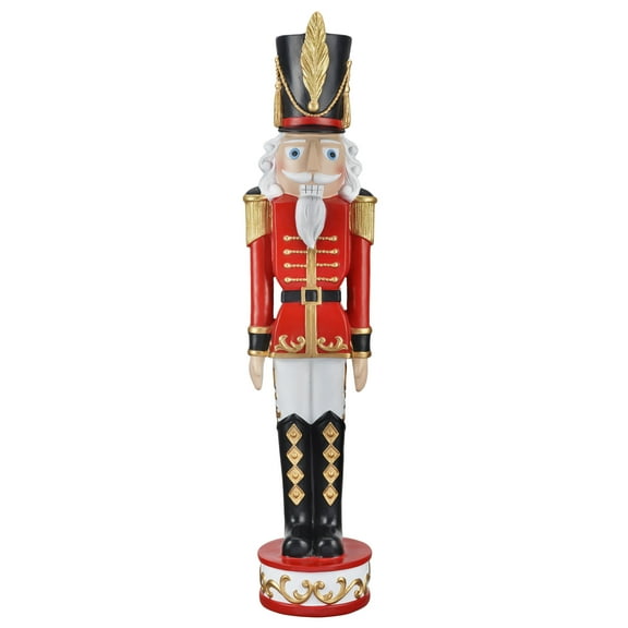 Haute Decor 37" Tall Classic Christmas Nutcracker - Red and Black - Heavy Resin Construction