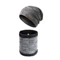 thumbnail image 3 of 2 Gorro de punto cálido para invierno para hombre Gorro de felpa para el cuello Gorro de felpa europeo y americano Babero grueso resistente al agua fría para invierno (gris + azul marino), 3 of 5