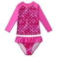 thumbnail image 1 of Traje de baño de dos piezas con estampado de sirena para niñas pequeñas, manga larga, protección contra erupciones, ropa de playa, 1 of 8