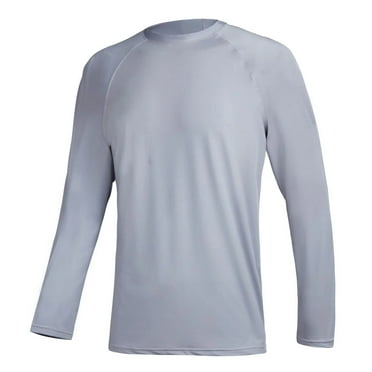 Men's Swim Shirts Rash Guard UPF 50  UV Sun Protection T-Shirt Quick Dry Fishing Beach T Shirts LightGray S