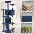 thumbnail image 3 of ZYPPPA Duty Cat Tree Tower, 70" Tall Cat Tower for Indoor Cats with Cat Scratching Post with Bed, Cat Condo, Hanging Ball, Multi-Level Cat Climbing Tower Cat Trees Furniture-Navy Blue-1, 3 of 14