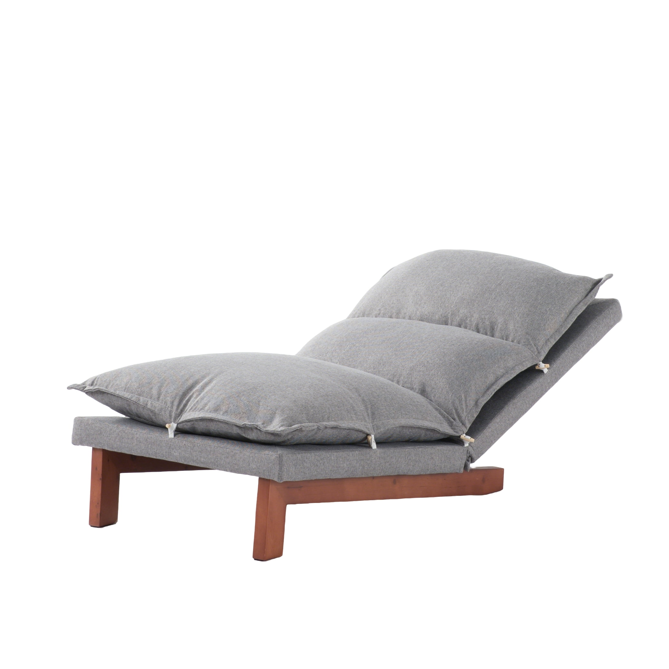 Dark Grey Tatami Floor Recliner Chair - Adjustable Lounge Sofa with 5 Reclining Positions (100° to 180° Flat), Linen Fabric Upholstery & Solid Wood Frame for Living Room, Bedroom, or Game Room
