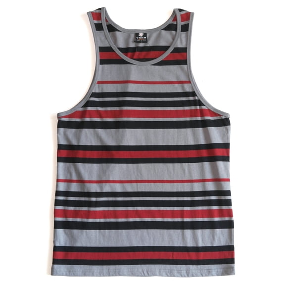 YAGO Men's Casual Striped Tank Top Shirt for Indoor & Outdoor (Red/Black/KK3G) (S)