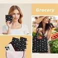 thumbnail image 6 of 5 Pack Foldable Shopping Bag,Black White Halloween Bat Moon Spider Pattern Reusable Grocery Bags with Pockets,Large Reusable Tote Bags with Handles Waterproof & Lightweight, 6 of 6