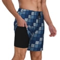 thumbnail image 2 of Kdxio Pixel Grid Print Men's Swim Trunks with Compression Liner 7 Inch Inseam Quick Dry Swim Shorts, 2 of 7
