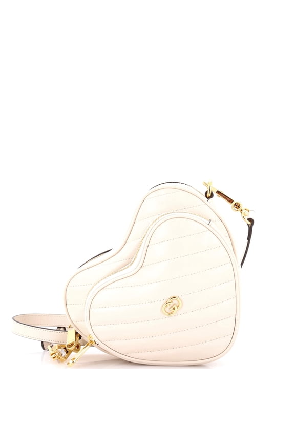 Pre-Owned Interlocking G Heart Shoulder Bag Diagonal Quilted Leather Mini By Rebag
