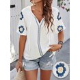 thumbnail image 2 of QINCAO Womens Tops Boho Floral Embroidered V-Neck Short Sleeve Casual Loose Shirts S-XXL, 2 of 5