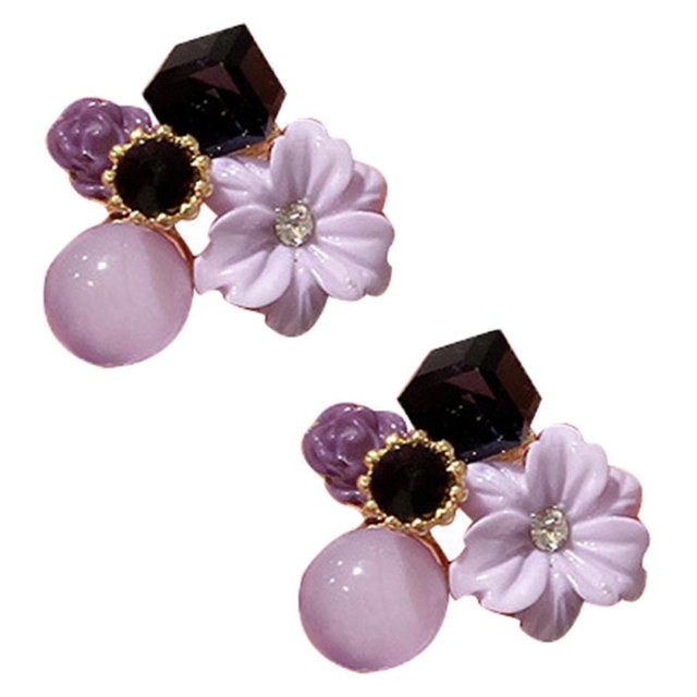 2x Boho Flower Stud Earrings Sweet Purple Jewelry Gift Vacation Summer------Product code 69448