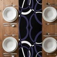 thumbnail image 6 of Blue Geometric Table Runner - 120 Inch Long, Kitchen Dining Table Runner Dresser Scarves, Contemporary White Abstract Lines Black Farmhouse Decor for Coffee Tables Wedding Party Banquet, 6 of 8