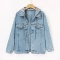 thumbnail image 2 of Veste en Jean Déchirée pour Femmes, Chaude, Boutonnée, Courte, avec Poche, Décontractée et Élégante, 2 of 7