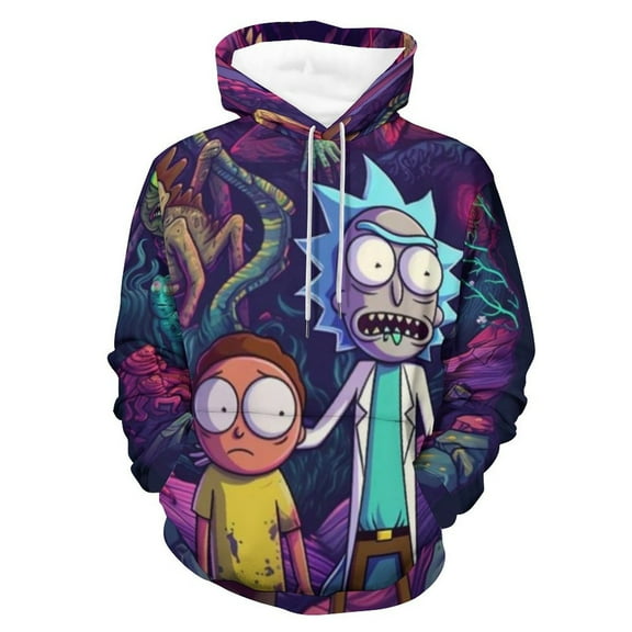 Rick And Morty Unisex Adult Hoodie Casual Hooded Sweatshirt Pullover Novelty 3D Printed Sweater Jacket S