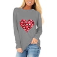 thumbnail image 3 of Guluxicc Sweatshirts for Women Valentine's Day Casual Crewneck Long Sleeve Tops Trendy Fashion Cute Graphic Pullover Shirts, Gray, L, 3 of 4