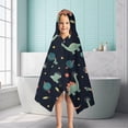 thumbnail image 6 of Dark Blue Dinosaurs Space Pattern Hooded Bath Towel，50"x30" for Ages 3 To 12 Kids, Quick Dry Lightweight Soft Microfiber Hood Beach Towel Cover Up for Kids, 6 of 7