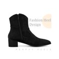 thumbnail image 3 of BLISSFUL STEP Pointed Toe Chunky Heel Western Ankle Boots for Women Black 5.5, 3 of 6