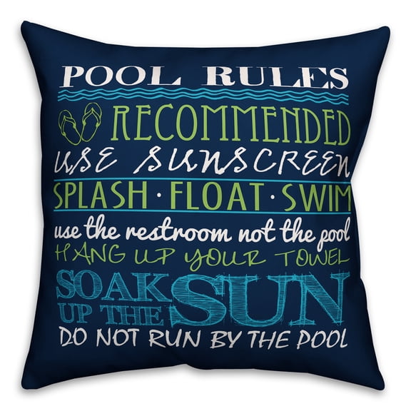 Creative Products Pool Rules 18x18 Indoor / Outdoor Pillow