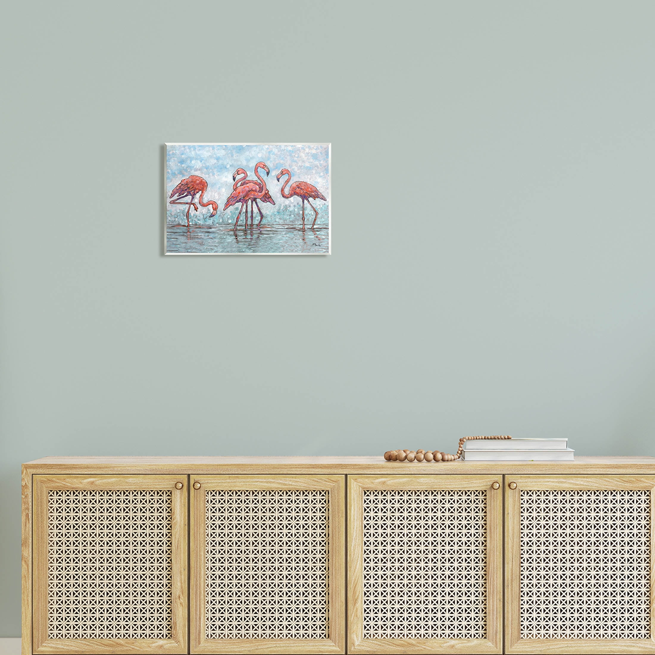 Stupell Industries Flamingos in Lagoon Impressionist Style Painting Unframed Art Print Wall Art, Design by Paul Brent