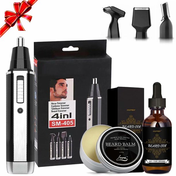Beard Trimmer Beard Care Kit with Beard Oil + Beard Blam + Automatic Rechargable Electric Hair