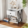 thumbnail image 5 of VECELO Nightstands Set of 2, Industrial End Table with 1-Drawer & Storage Shelf, Small Bedside Table Organizer for Small Space, Side Table for Bedroom Living Room, White, 5 of 11