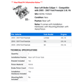 thumbnail image 2 of Rear Left Brake Caliper 1 - Compatible with 2005 - 2007 Ford Freestyle 3.0L V6 2006, 2 of 2