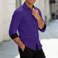 thumbnail image 6 of Stamzod Button Up Shirt Men Business Casual Color Block Long Sleeve Office Dress Shirts Men's Clothing Purple S, 6 of 7