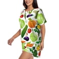 thumbnail image 2 of "Wukai Vegetables2 Women's Pajama Set - Short-Sleeve Top and Shorts with Elastic Waistband and Pockets for Loungewear, Yoga, and Casual Wear-Medium, 2 of 8