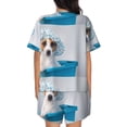 thumbnail image 6 of Fuzoiu Terrier Takes A Bath With Shower Cap Print Women's Short-Sleeved Pajama Set,Lounge Sleepwear Set,Womens Pajama Sets 2 Piece,Button-Up Top and Shorts with Pockets-Small, 6 of 7