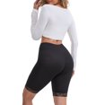 thumbnail image 3 of INSPIRE CHIC Women's Lace Trim Medium Length Control Panties Elastic Lightweight Soft Solid Slimming Shorts S Black, 3 of 6
