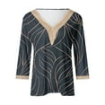 thumbnail image 4 of Ruimatai Women's Casual Lace V-Neck Printed 3/4 Sleeve Loose Blouse Top Comfortable Fashion Tunic Shirt, 4 of 5